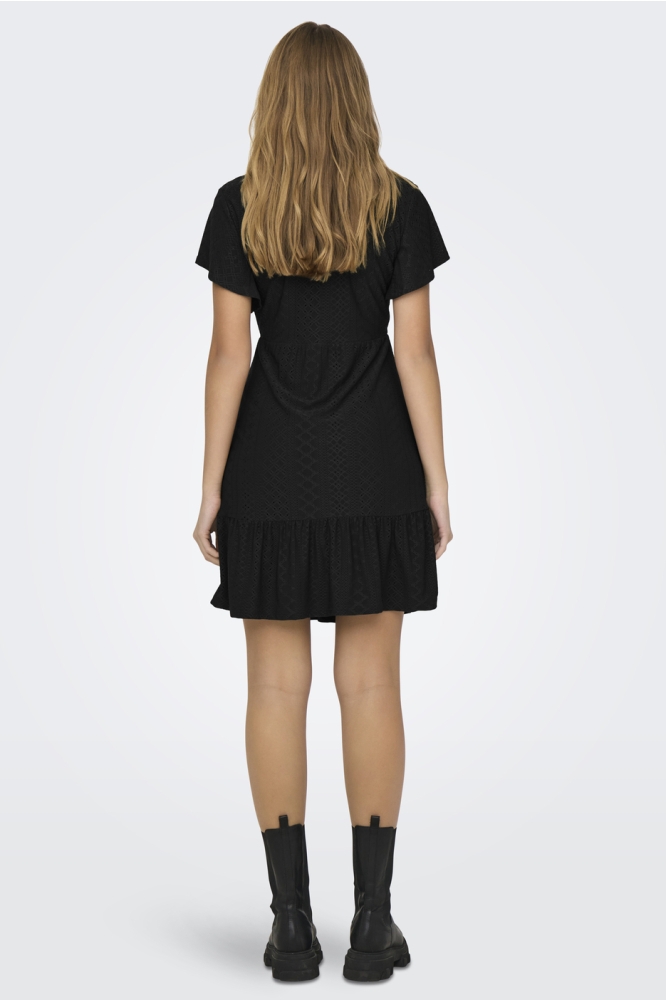 ONLSANDRA S/S V-NECK DRESS JRS 15289687 Black